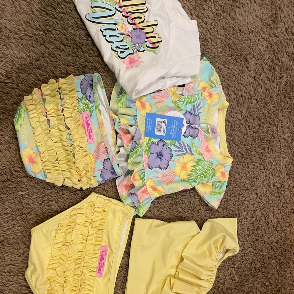 Ruffle Butts yellow floral swim mix match